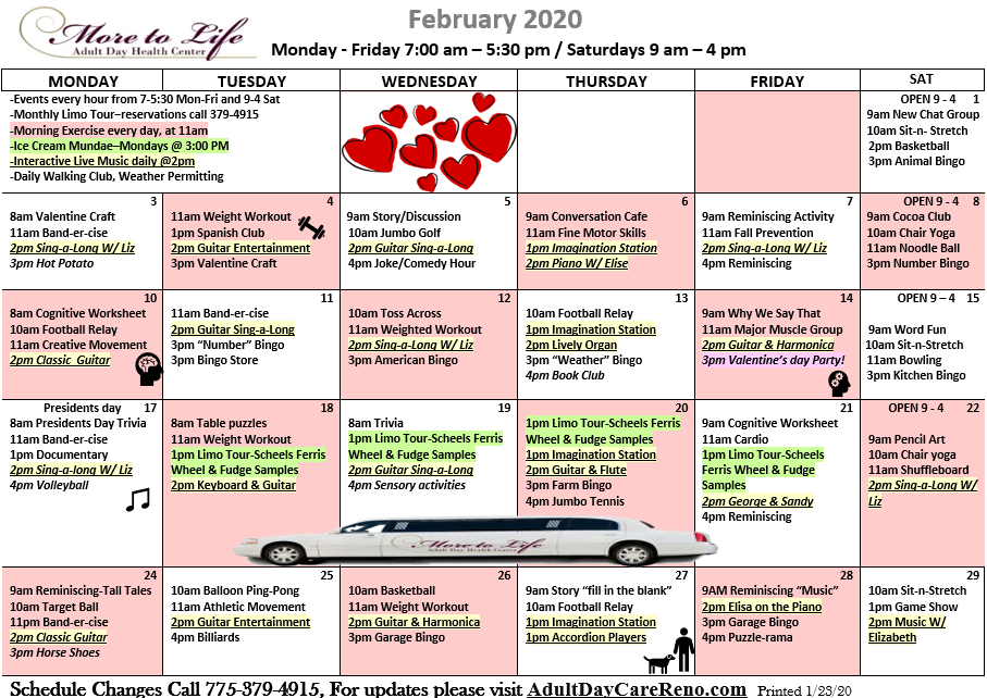 Adult Day Care Calendar More To Life Sparks, Nevada